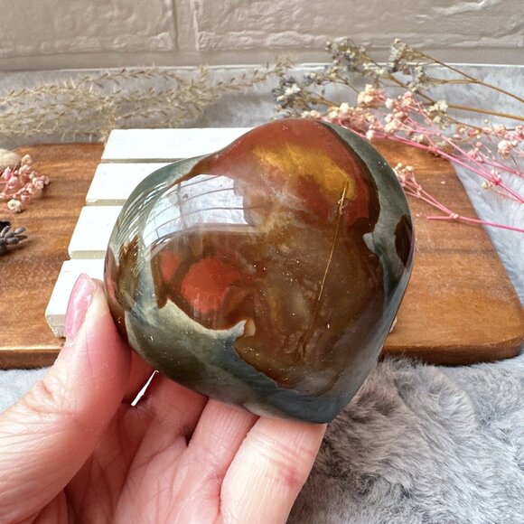 Beautiful Polychrome Jasper Heart - Picture 1 of 7